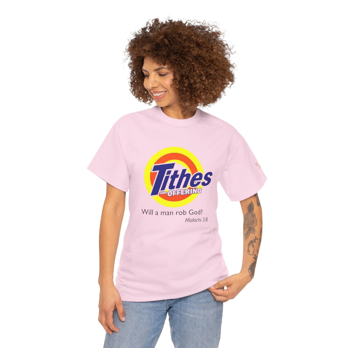 T-Shirt — "Tithes Offering" Gospel Logo Tee (Malachi 3:8) — Christian Giving Shirt