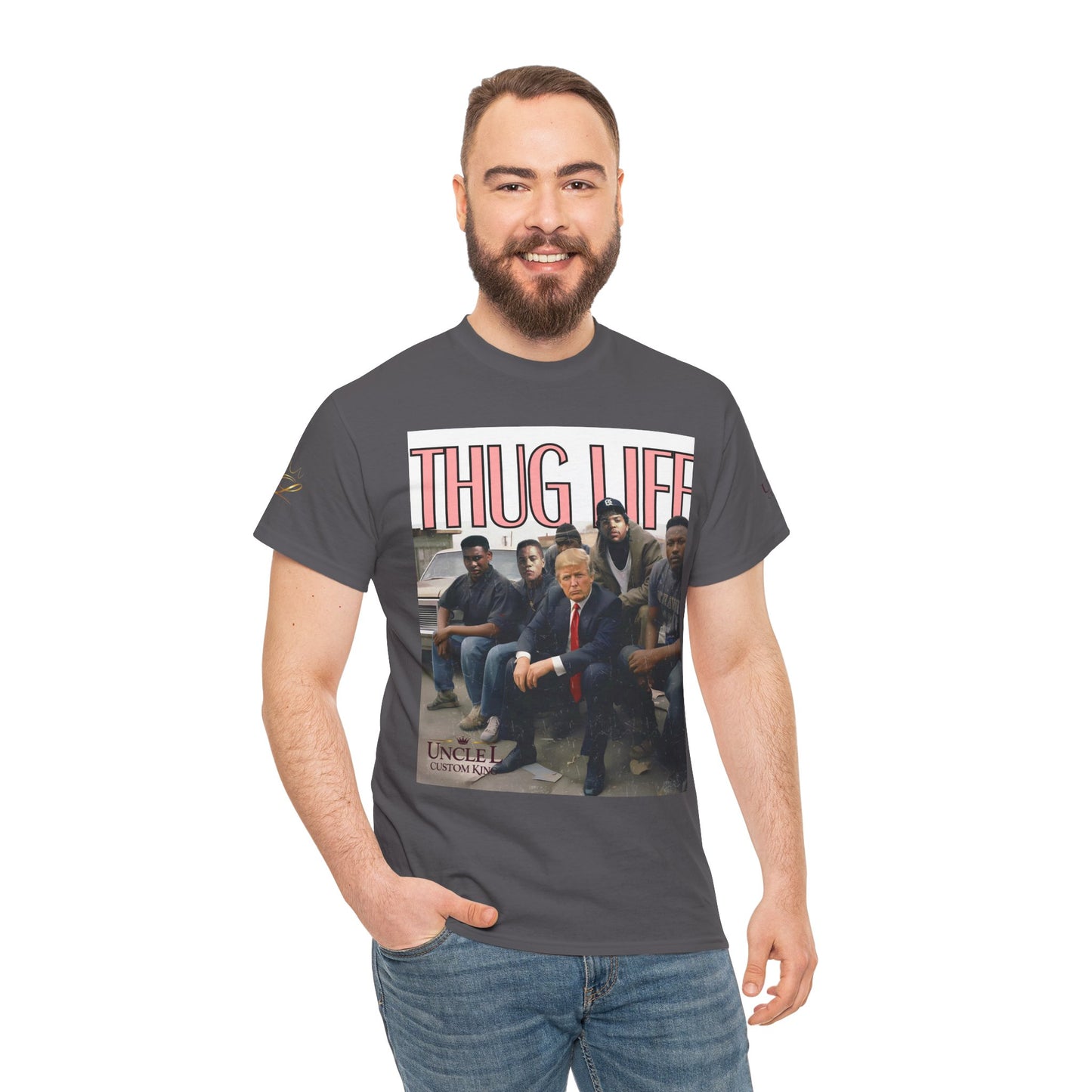 Thug Graphic Tee — Retro Crew Photo Streetwear T‑Shirt