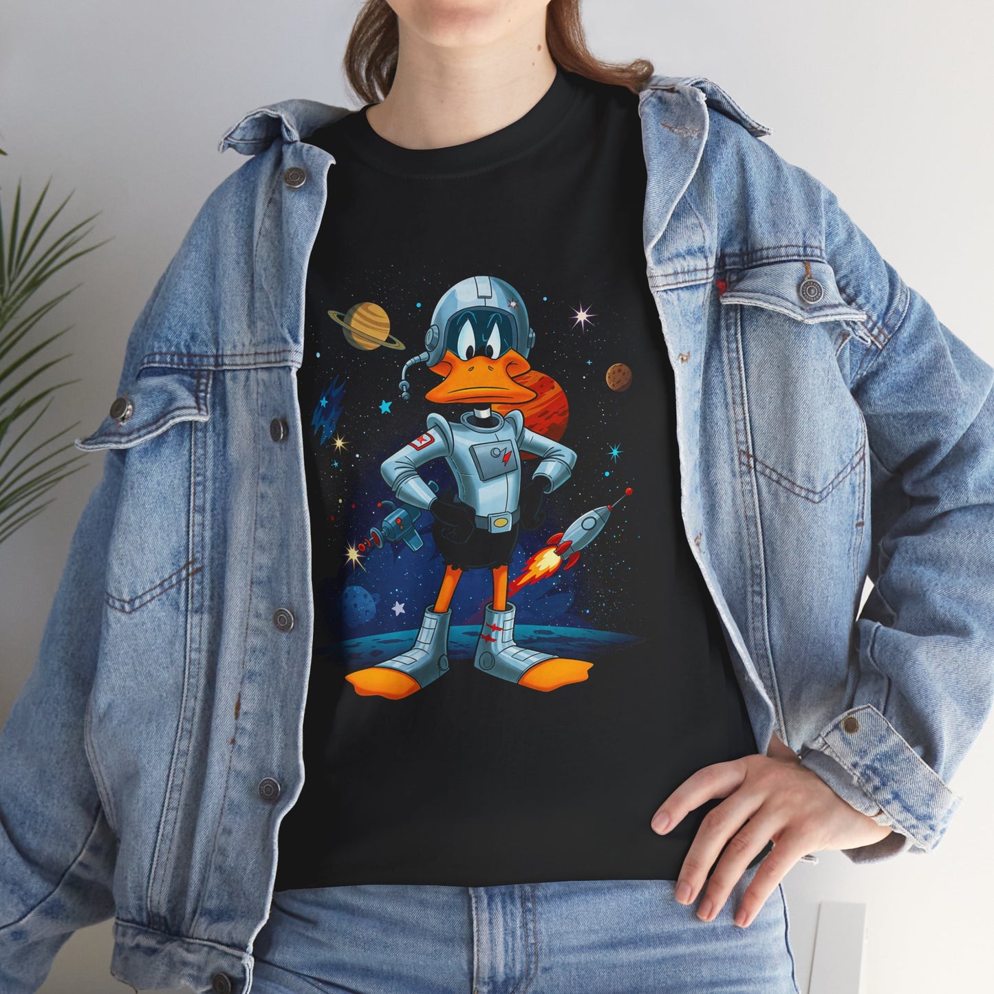 Space Daffy Duck Astronaut T-Shirt — Cute Retro Cosmic Graphic Tee