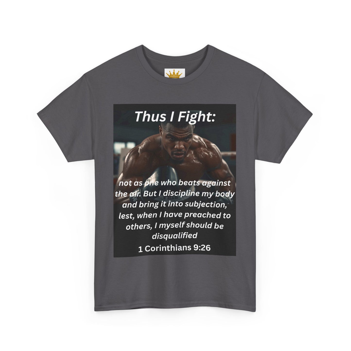 Christian Graphic Tee - Thus I Fight 1 Corinthians 9:26