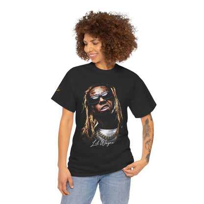"Weezy" Portrait Graphic Tee – Icon Face Design with Script Signature