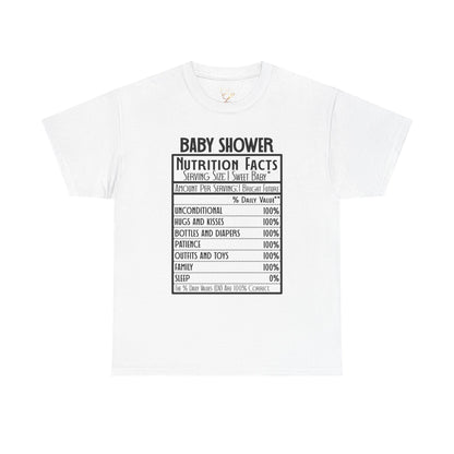 Baby Shower Unisex Tee with Nutritional Facts Design