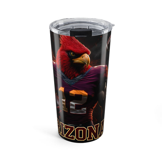 Arizona Cardinal Football 20oz Tumbler — Mascot Helmet & Number Travel Cup