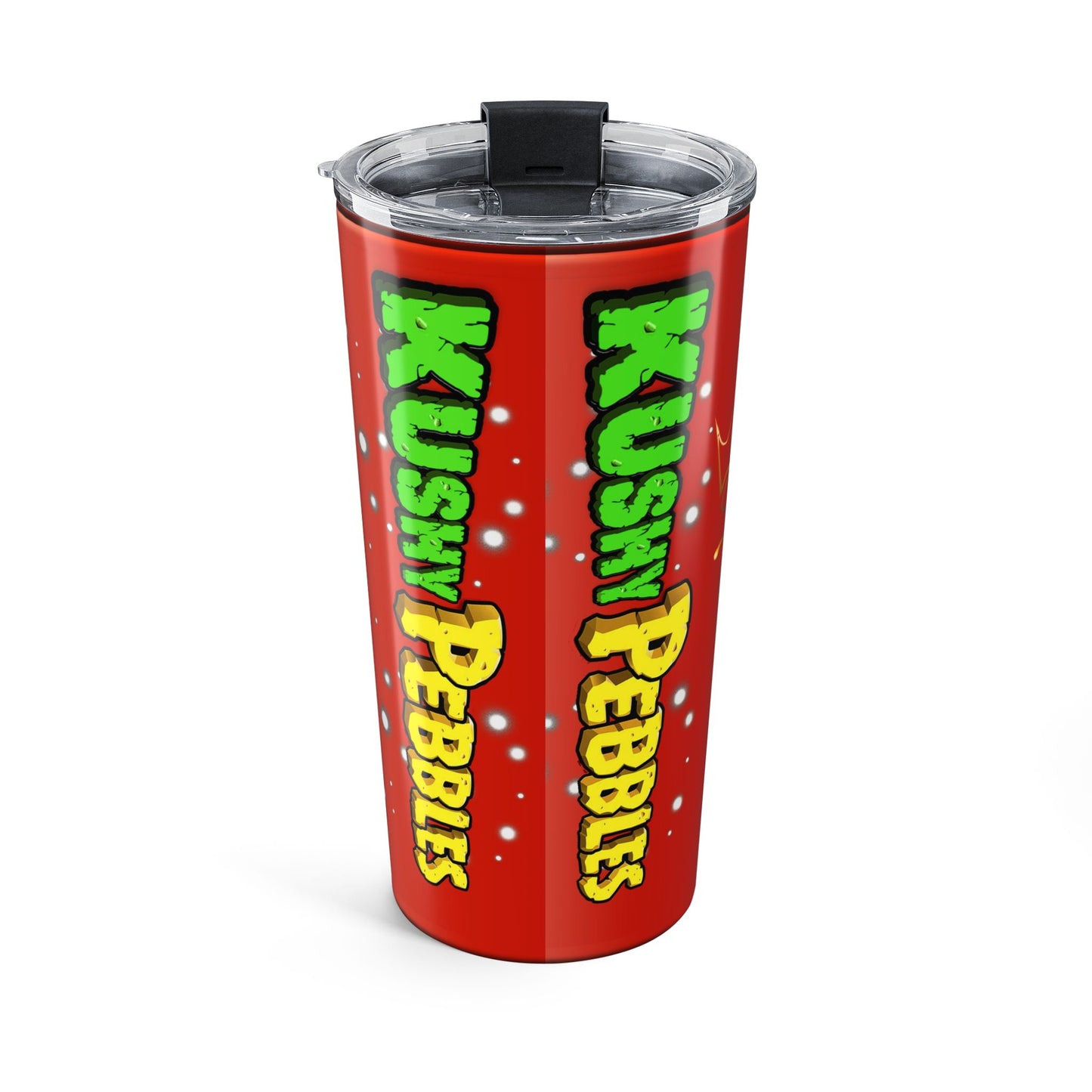 20oz Tumbler — 'Kushy Pebbles' Retro Snack Cereal Cannabis Graphic Travel Mug