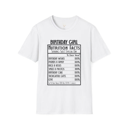 Birthday Girl Nutrition Facts T-Shirt