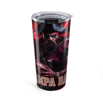 Pirate Skull 20oz Tumbler – Dark Red Lightning Tampa Bay Design