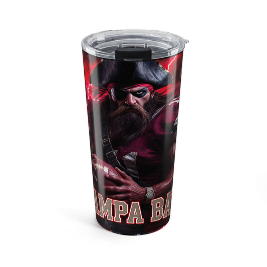 Pirate Skull 20oz Tumbler – Dark Red Lightning Tampa Bay Design