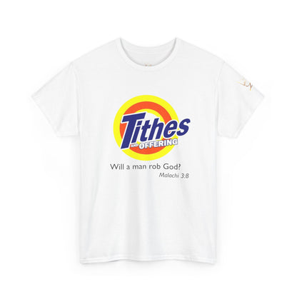 T-Shirt — "Tithes Offering" Gospel Logo Tee (Malachi 3:8) — Christian Giving Shirt