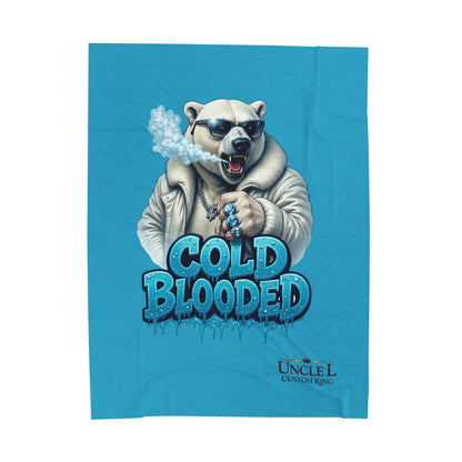 Plush Blanket - 'Cold Blooded' Polar Bear Graphic Velveteen Throw