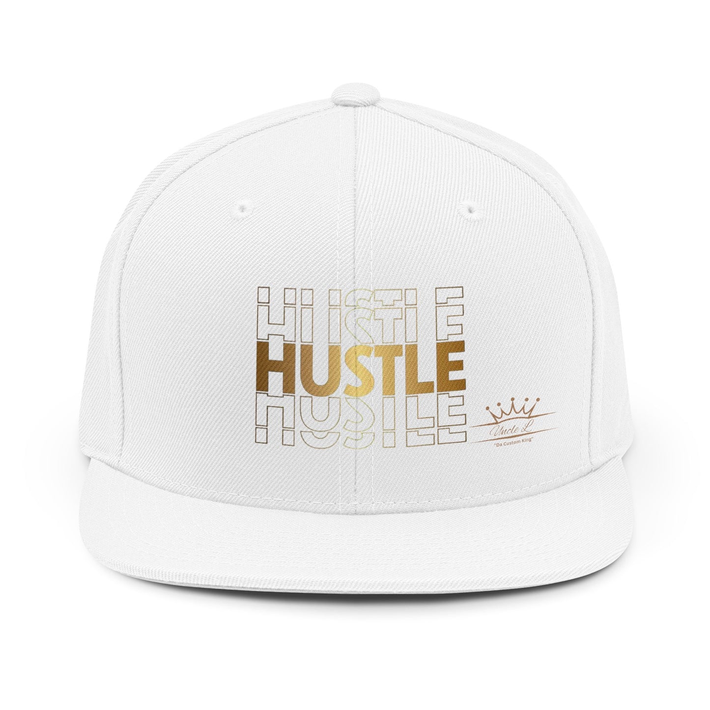Uncle L 29Hustle Snapback Hat — Gold Lettering Motivational Flat-Brim Cap