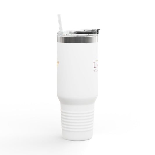 Insulated 40oz Travel Mug — "Uncle L Custom King" Stainless Tumbler with Straw & Handle
