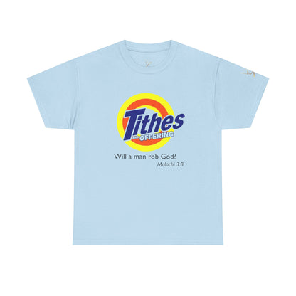 T-Shirt — "Tithes Offering" Gospel Logo Tee (Malachi 3:8) — Christian Giving Shirt