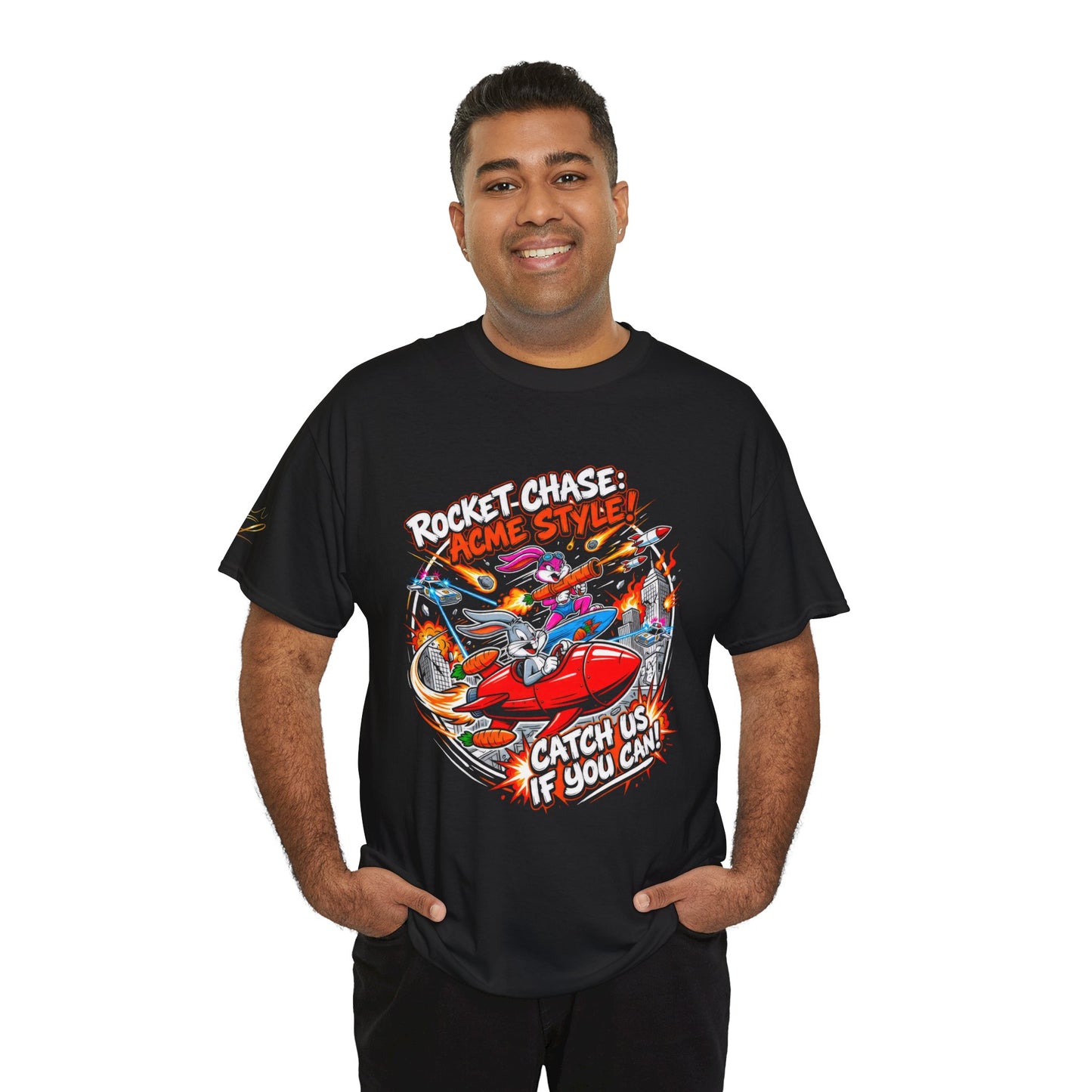 Rocket Chase Graphic Tee — "Catch Us If You Can" Retro Airplane Design
