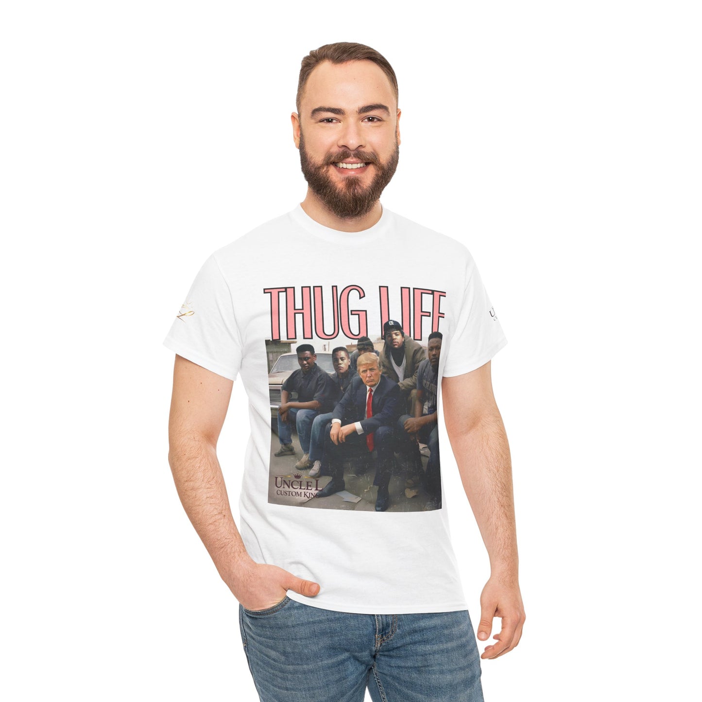 Thug Graphic Tee — Retro Crew Photo Streetwear T‑Shirt