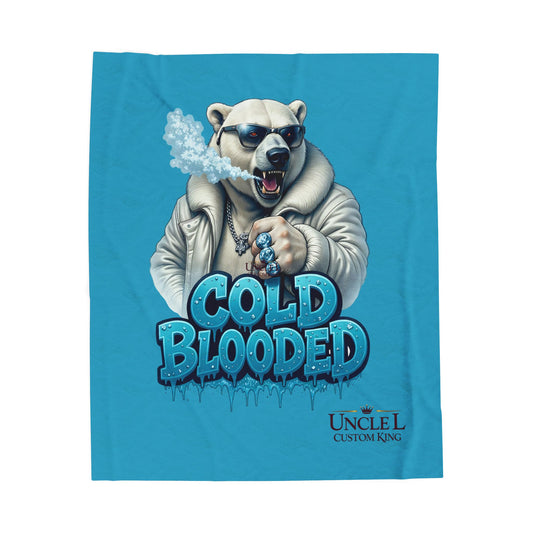 Plush Blanket - 'Cold Blooded' Polar Bear Graphic Velveteen Throw