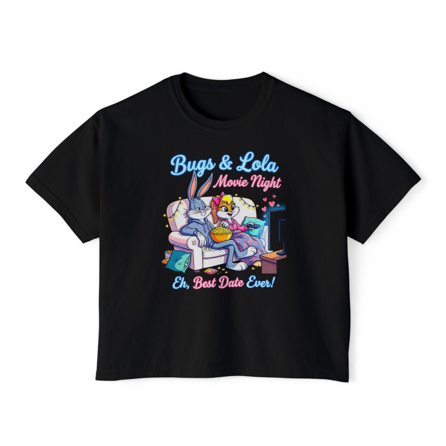 Bugs & Lola Movie Night Tee — "Best Date Ever" Women's Boxy T-Shirt