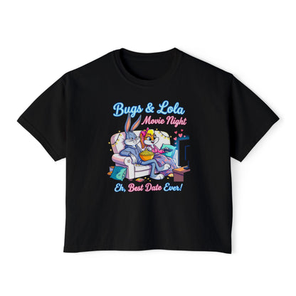 Bugs & Lola Movie Night Tee — "Best Date Ever" Women's Boxy T-Shirt