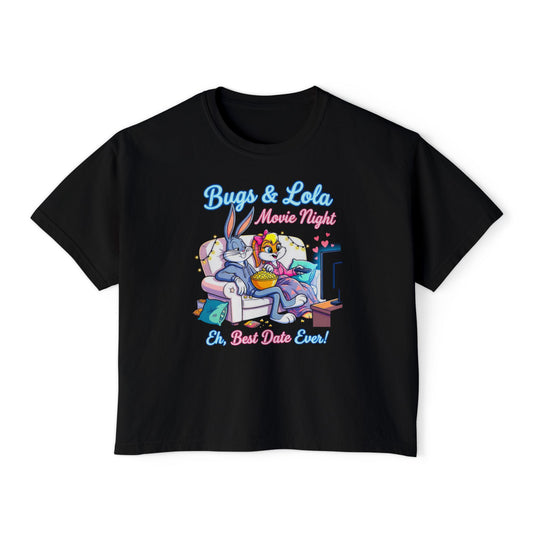 Bugs & Lola Movie Night Tee — "Best Date Ever" Women's Boxy T-Shirt