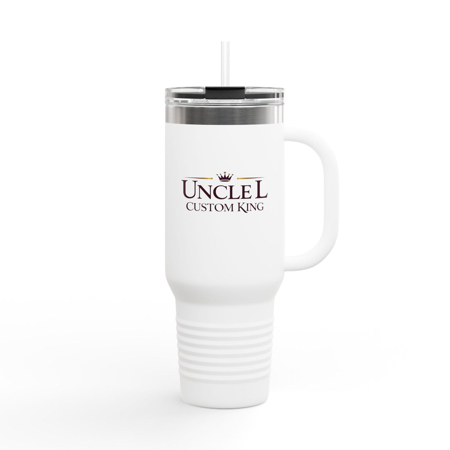 Insulated 40oz Travel Mug — "Uncle L Custom King" Stainless Tumbler with Straw & Handle