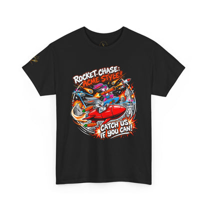 Rocket Chase Graphic Tee — "Catch Us If You Can" Retro Airplane Design