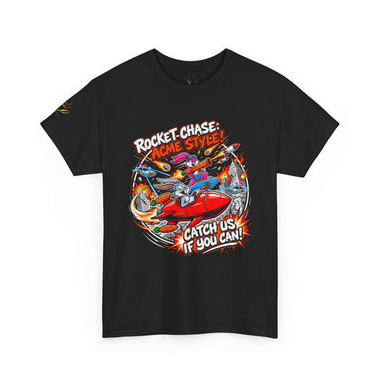 Rocket Chase Graphic Tee — "Catch Us If You Can" Retro Airplane Design