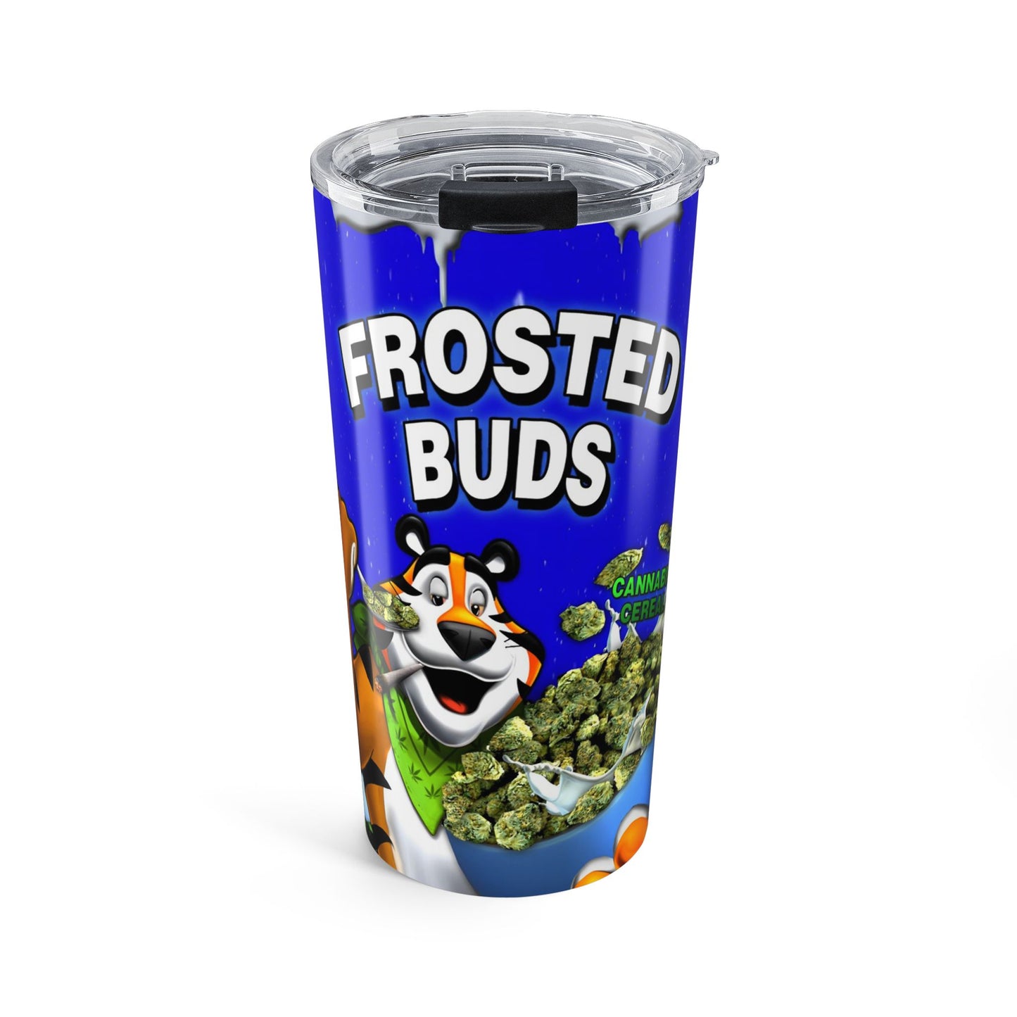 Frosted Buds 20oz Travel Tumbler — Novelty Cannabis Cereal Design